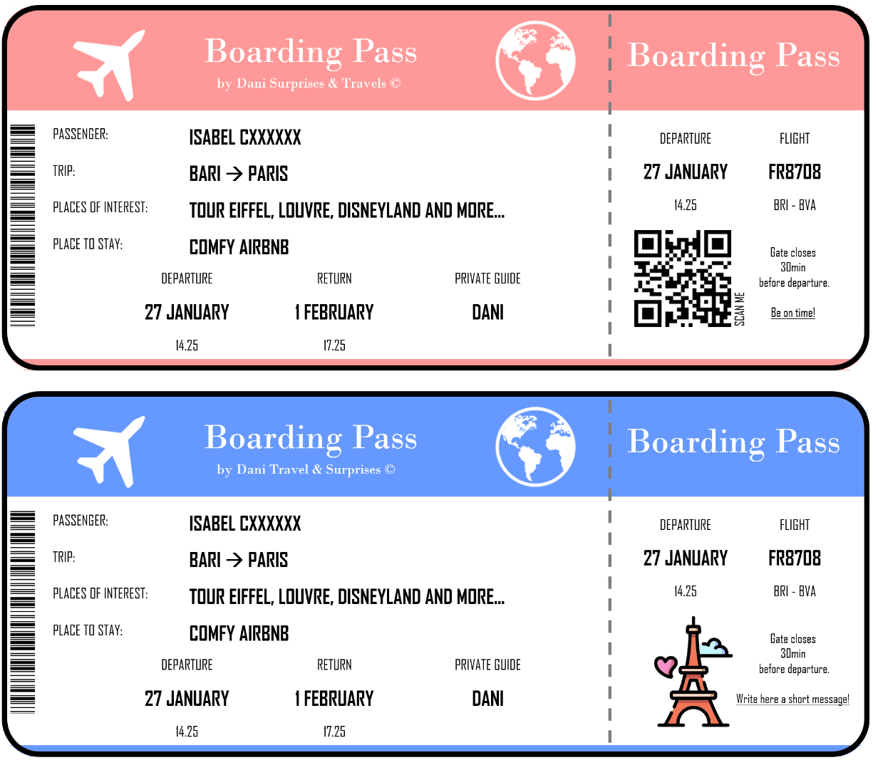 Boarding Pass Template For Gifting A Surprise Trip Free Download
