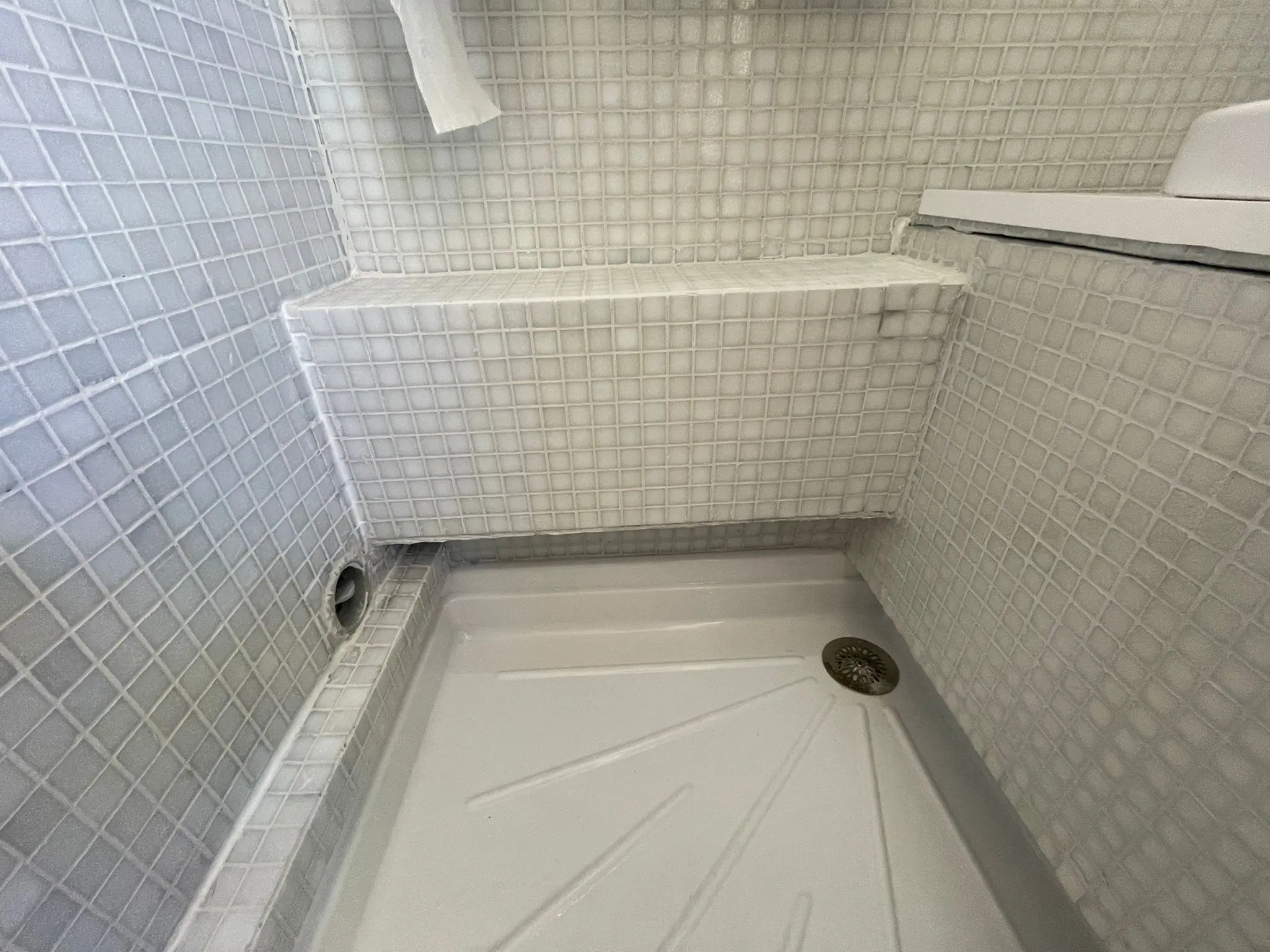 shower tray and bathroom floor DIY camper