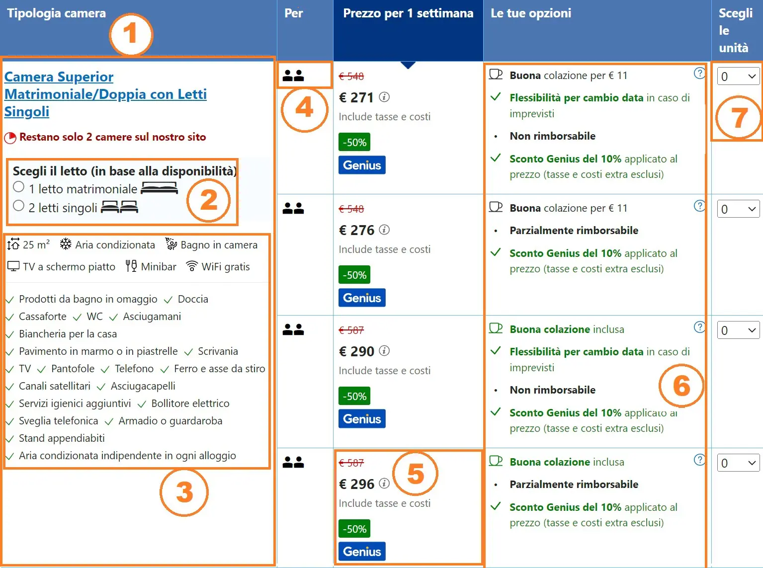 come prenotare su booking - scegliere la camera giusta