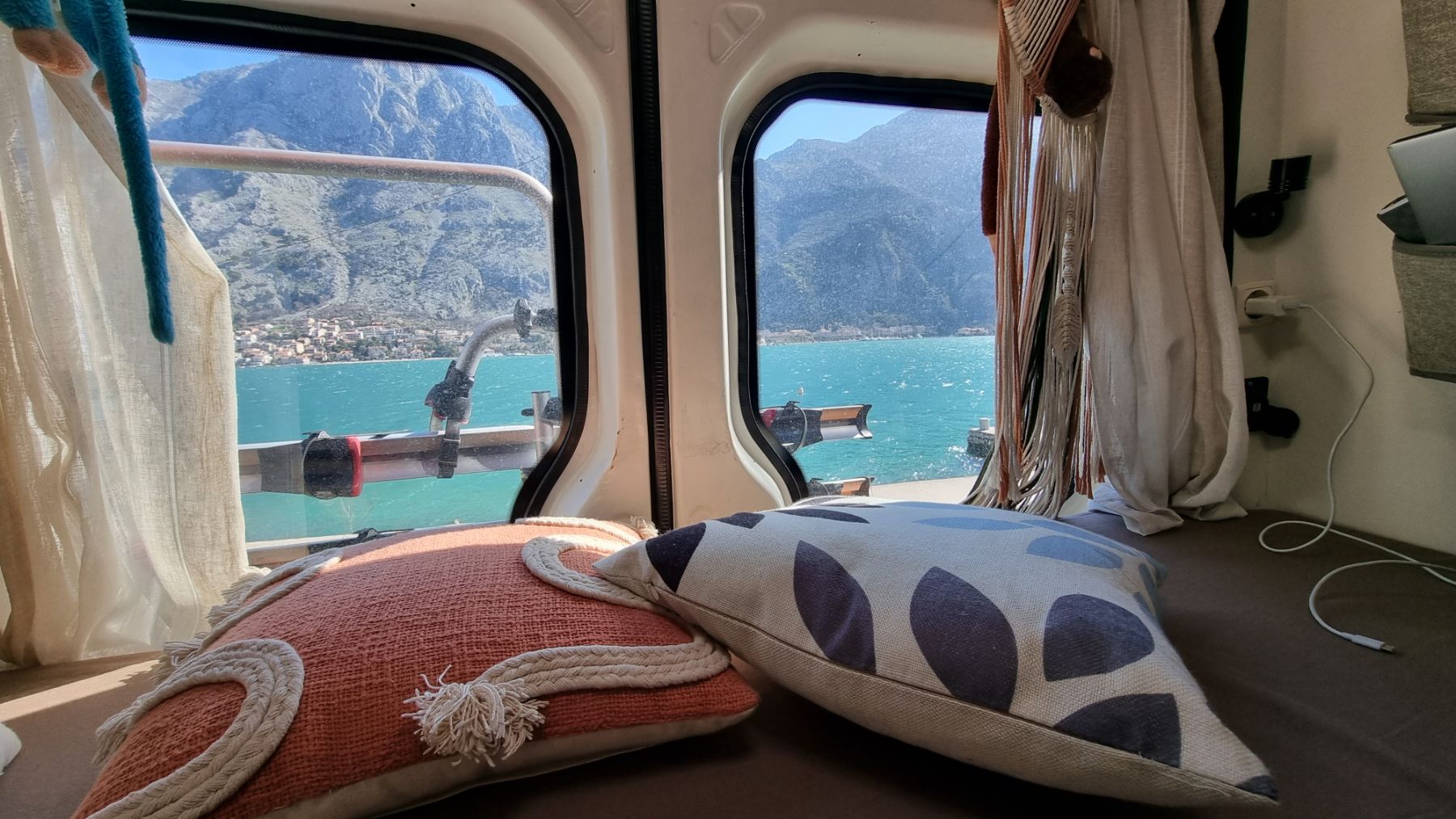 campervan view of kotor bay in montenegro