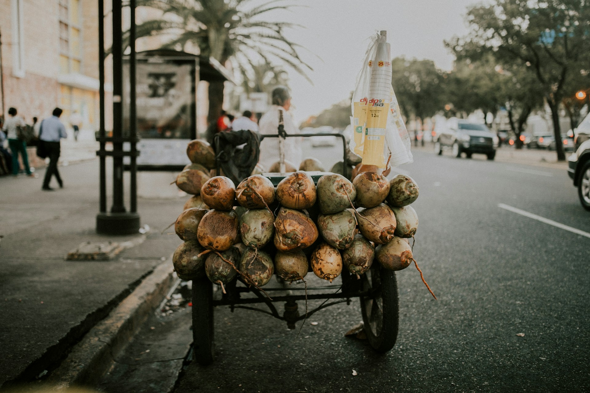 street vendor on a road in dominican republic, punta cana