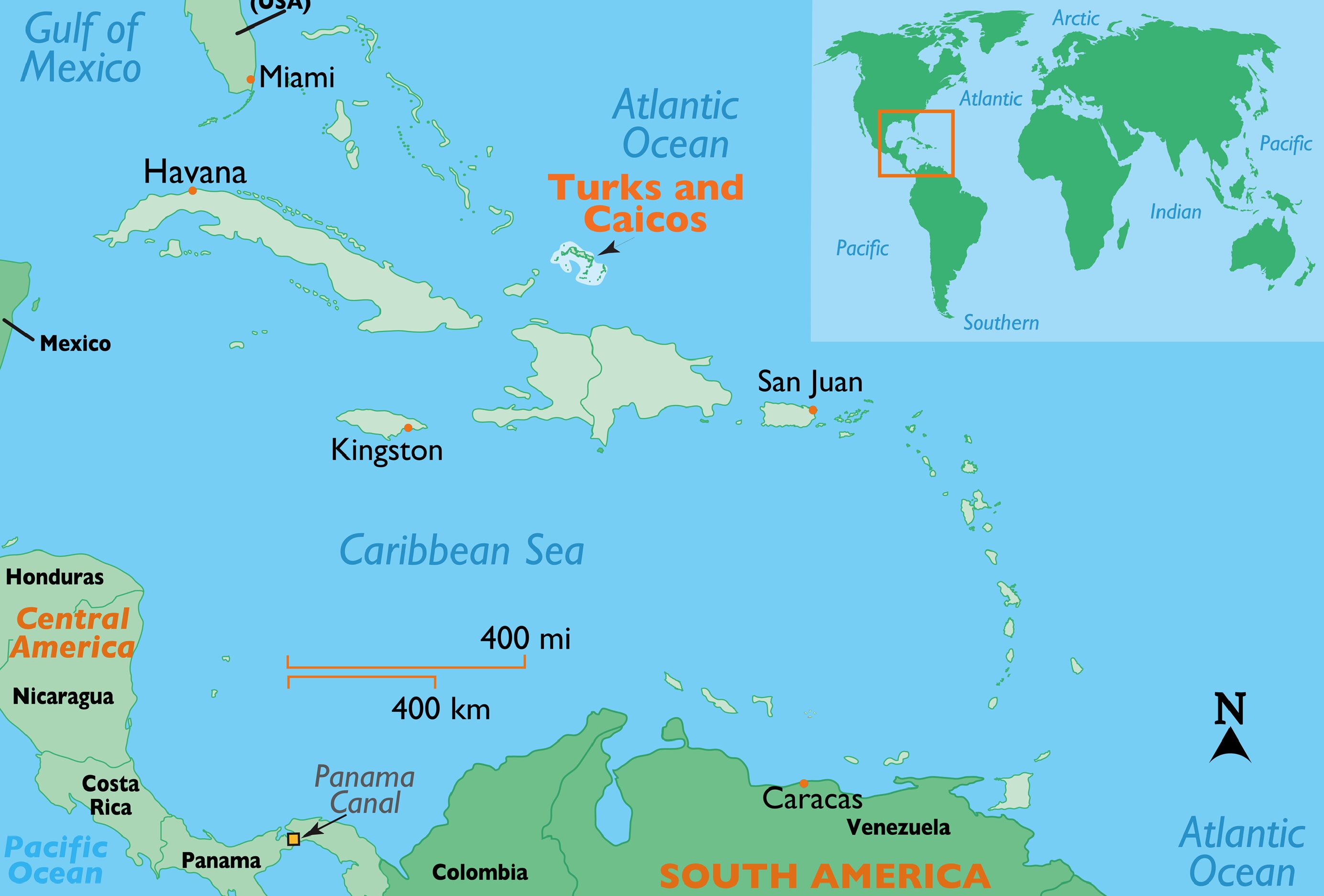where is turks and caicos on the map